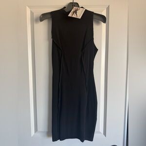 naked wardrobe Black Sleeveless Midi Sheath Dress